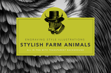 Stylish farm animals - illustrations