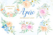 Azure Blue, Peach & Rose clipart, an Illustration by LABFcreations (Thumbnail 2 of 4)