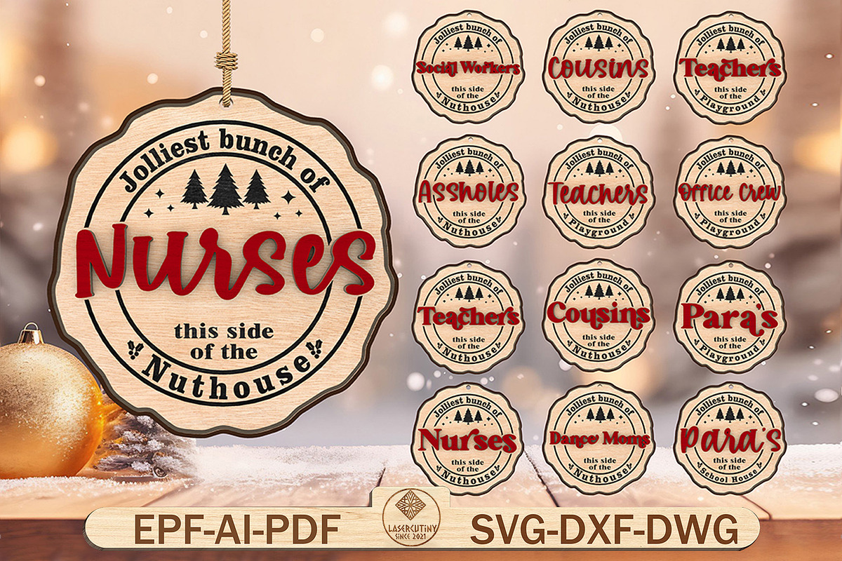 Merry Christmas Jolliest Bunch Svg, a Pattern Graphic by Lasercutiny (Photo 1 of 2)