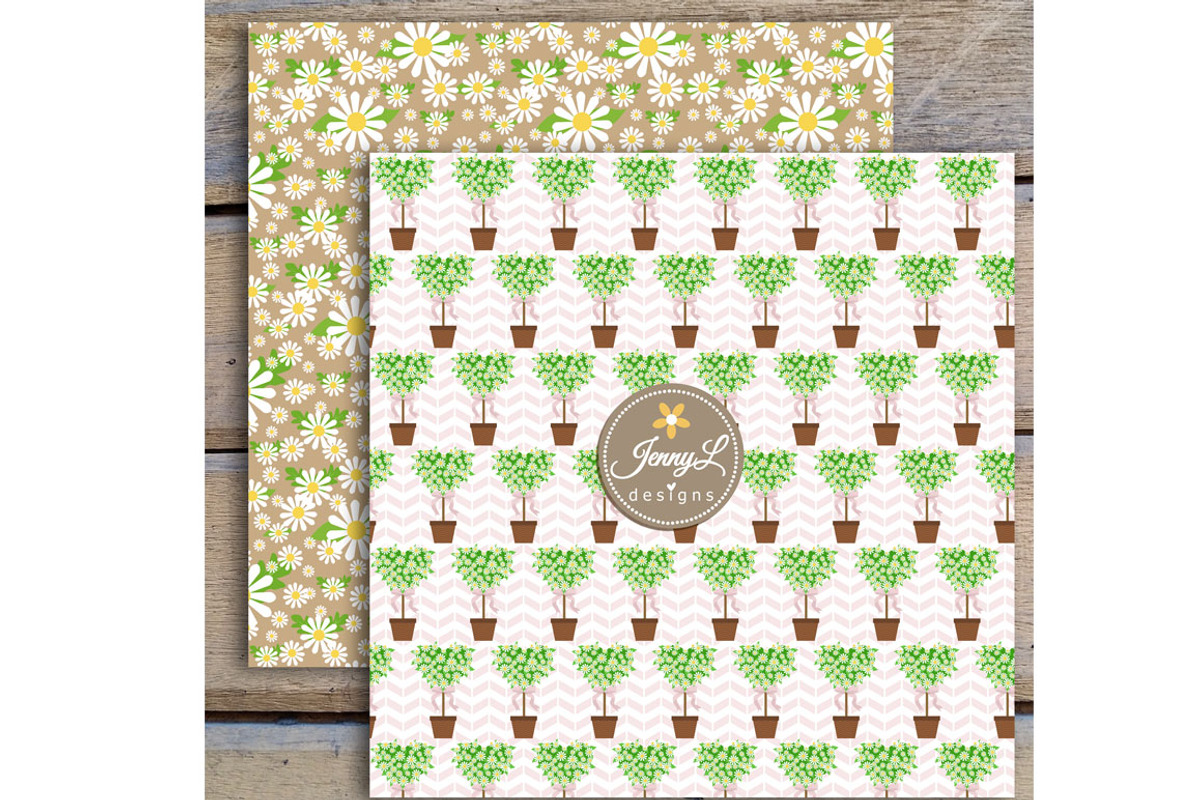 Daisy Flower Digital Paper Clipart, a Pattern Graphic by JennyL Designs (Photo 8 of 8)