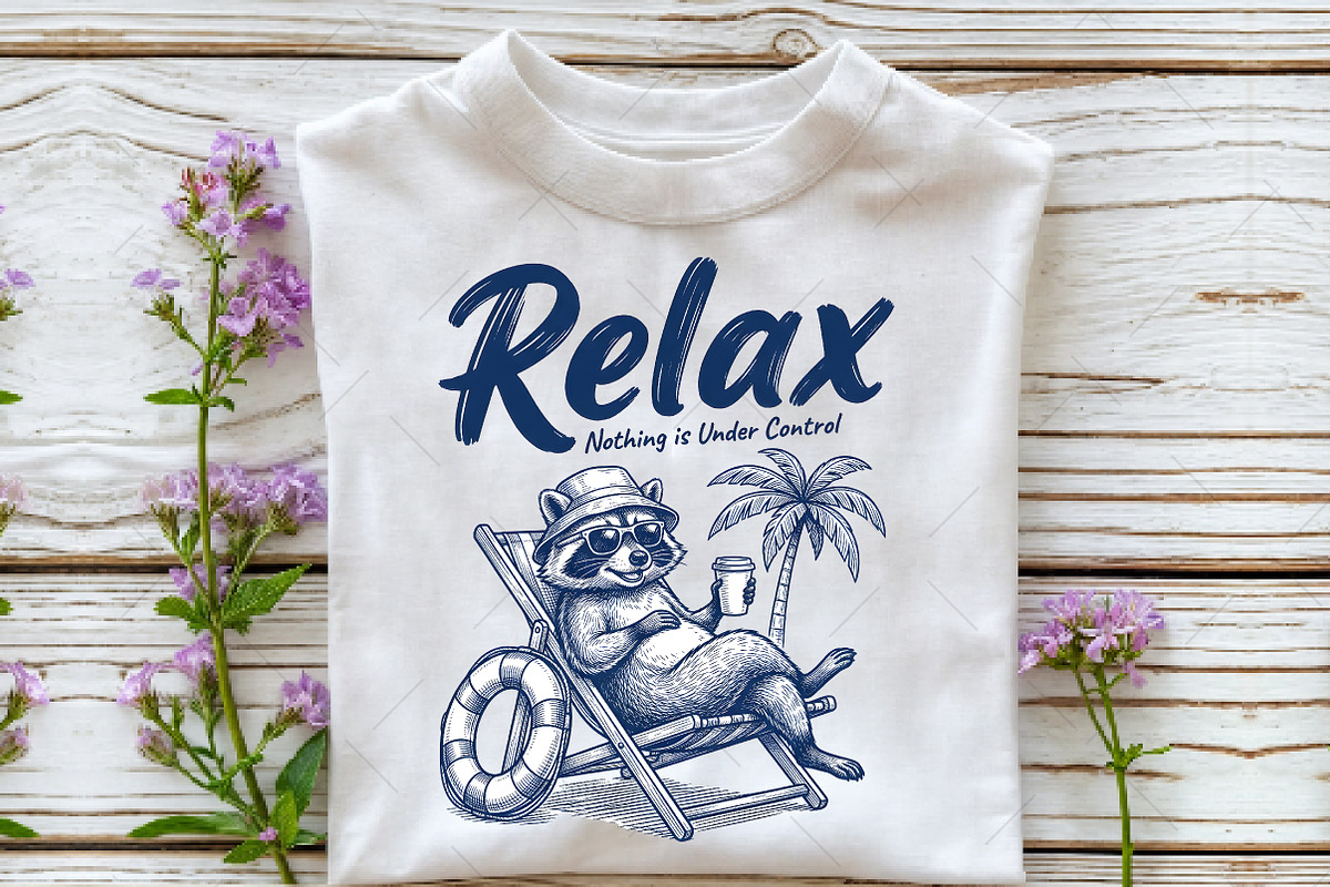 Relax Raccoon Beach PNG, a Seasonal Illustration by OK Design (Photo 2 of 5)