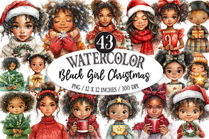 Black Girl Christmas Eve Clipart, an Illustration by Designking