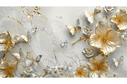 Golden butterflies with white, an Object Illustration by Neirfy