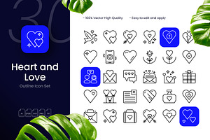 Heart and Love Icons, an Outline Icon by cidcud_graphic