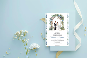Watercolor Wedding Invitation Card, a Card Template by Isbah_studio
