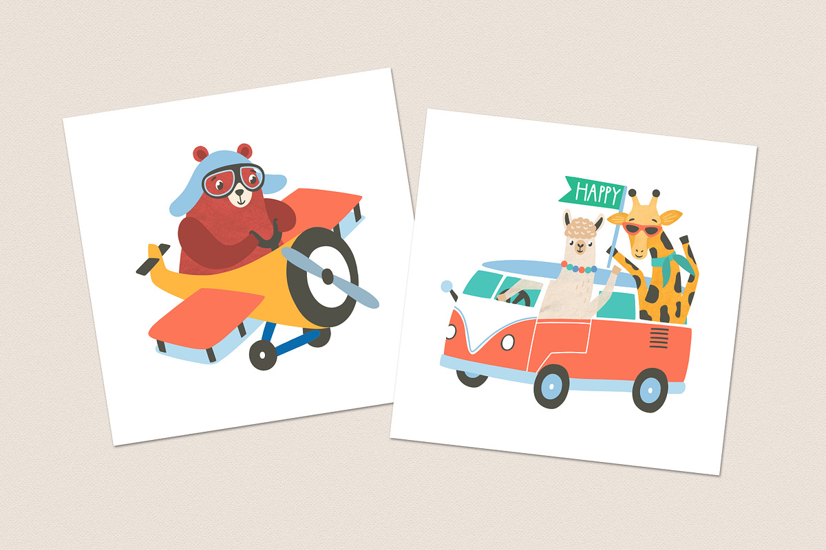 Cute animals with vehicles, an Animal Illustration by Good Studio (Photo 6 of 6)