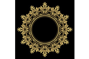 Vintage round frame in retro style, an Illustration by RODINA
