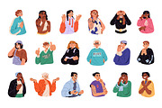People with different emotions set, a Person Illustration by PaperTrident (Thumbnail 1 of 11)