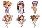Flowers and Girls Clipart, an Illustration by Daily.Designs (Thumbnail 3 of 5)