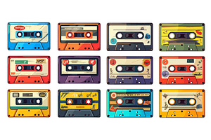 Retro cassette tapes. Mixtape audio, an Object Illustration by Stock-Smart-Start