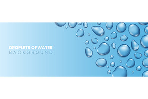 Blue water drops. 3D realistic rain, an Illustration by Frogella