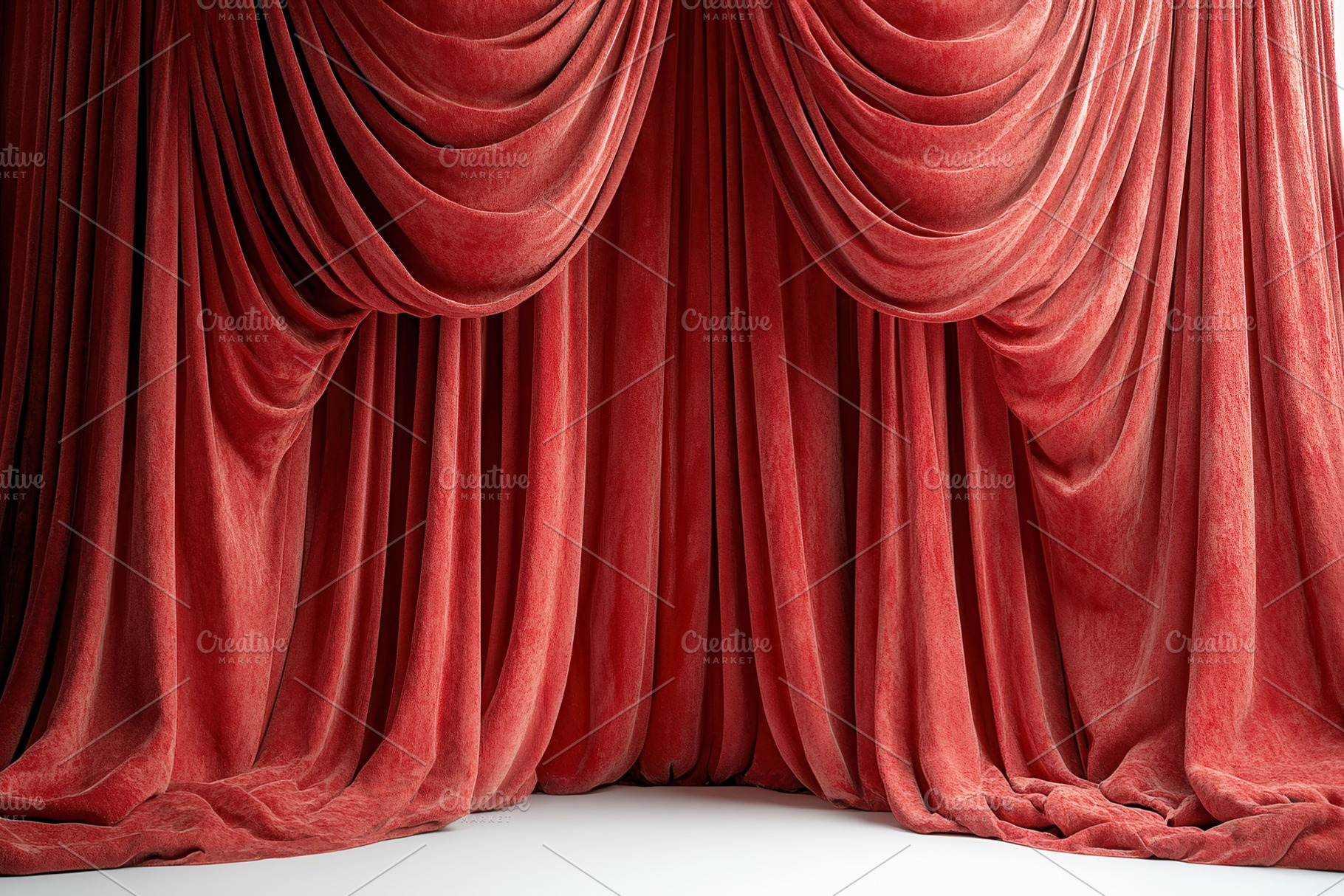 Richly textured red curtains elegant, a Photo by Tanuart