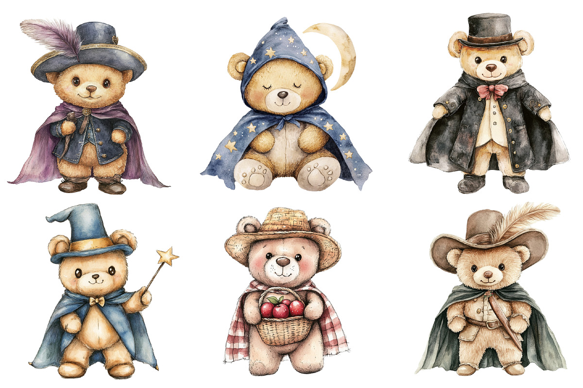 Teddy Bear in Hat and Cape Clipart, an Illustration by SinaCreation (Photo 4 of 5)