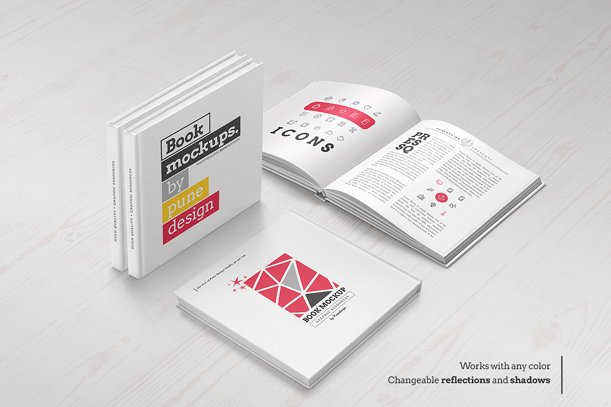 Square Book Mock-Up Set, a Books & Magazine Mockup by PuneDesign (Photo 7 of 11)