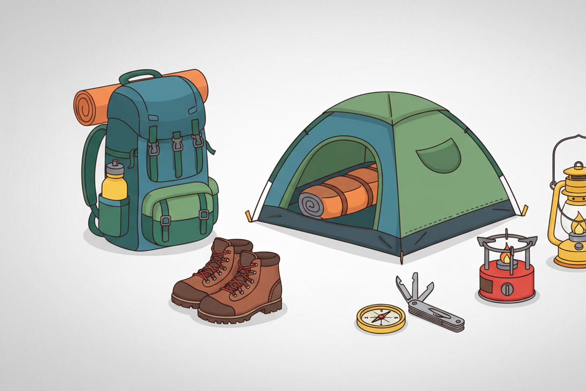 21 Camping Gear Vector Set, an Object Graphic by adenpinkstore (Photo 8 of 9)