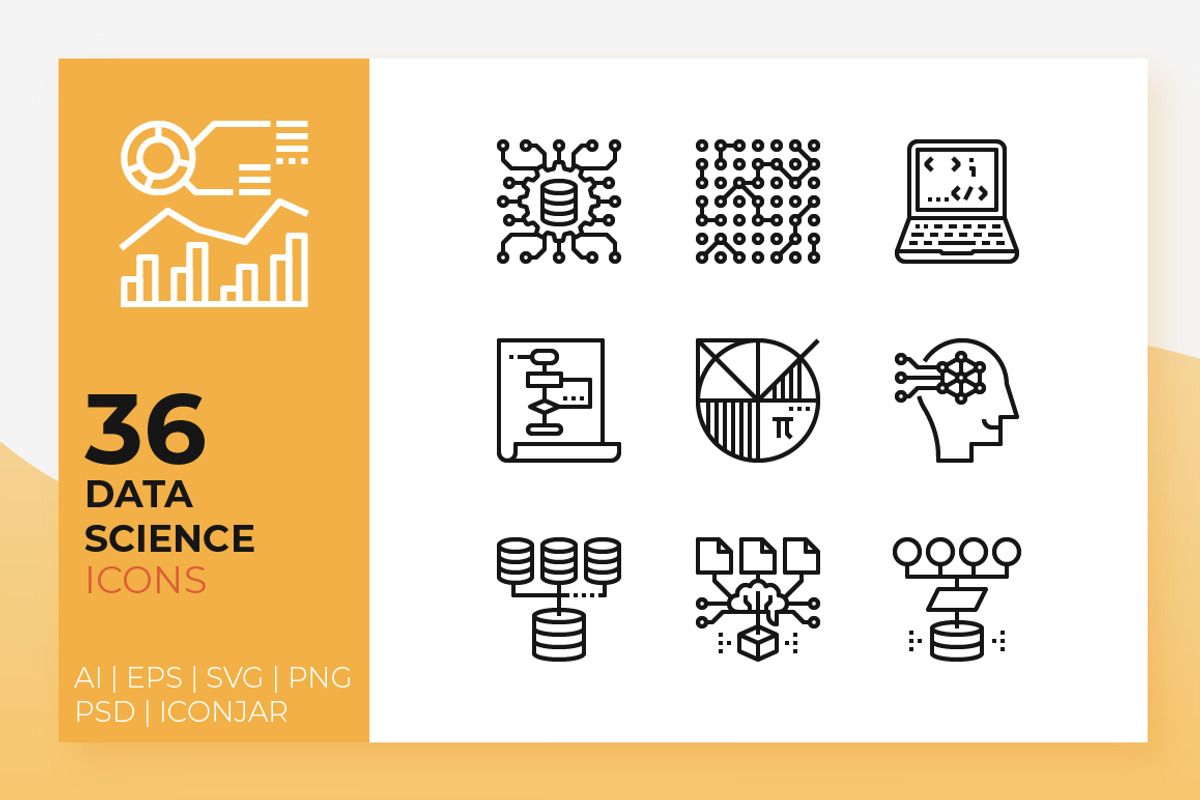 Data Science Icons, an Outline Icon by Becris (Photo 1 of 3)
