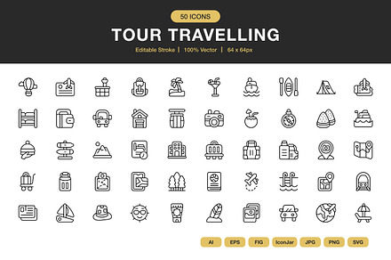 Tour Travelling Icons, an Icon by Spacepixel Creative