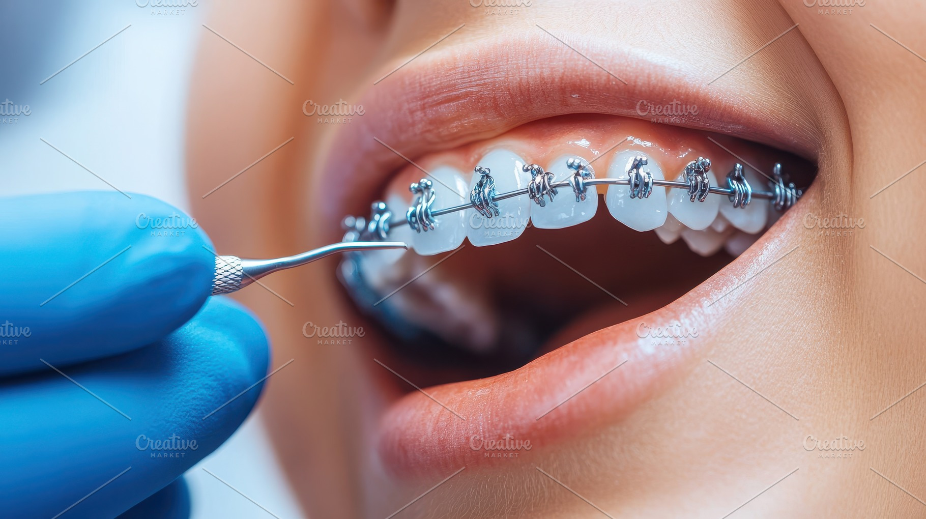 Close-up of orthodontic treatment wi, a Health & Medical Photo by Pixeness Studio