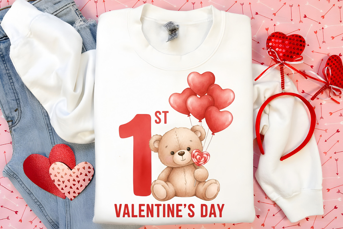 Teddy Bear 1st Valentine's Day PNG, an Illustration by Canvas Craft (Photo 3 of 6)