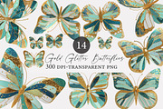 Gold Glitter Butterflies Clipart, an Illustration by Designworld (Thumbnail 1 of 4)