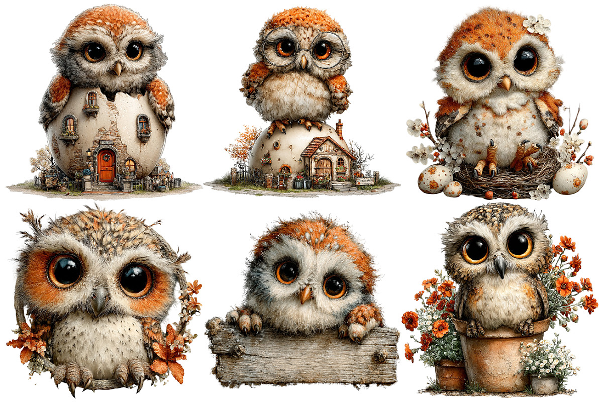 Whimsical Easter Owl Clipart, an Illustration by Pixels.Craft (Photo 4 of 5)