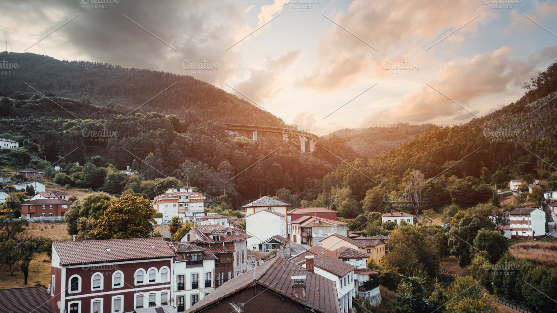Salas Asturias sunset valley, an Architecture Photo by SkyNext