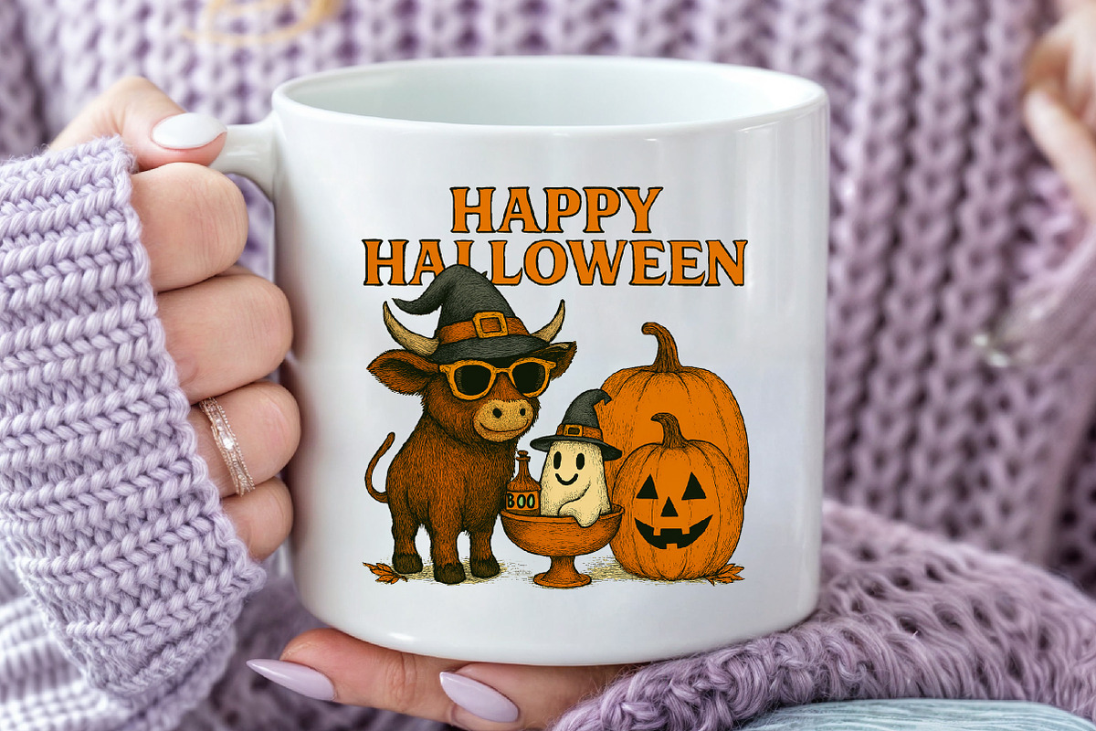 Happy Halloween Pumpkin Cow Png, an Illustration by Craft Nest (Photo 5 of 6)