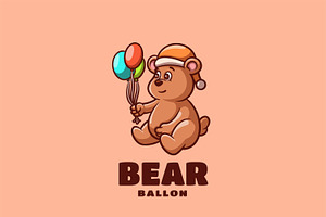Bear Balloon Cartoon Logo, a Branding & Logo Template by Gumrega Studio