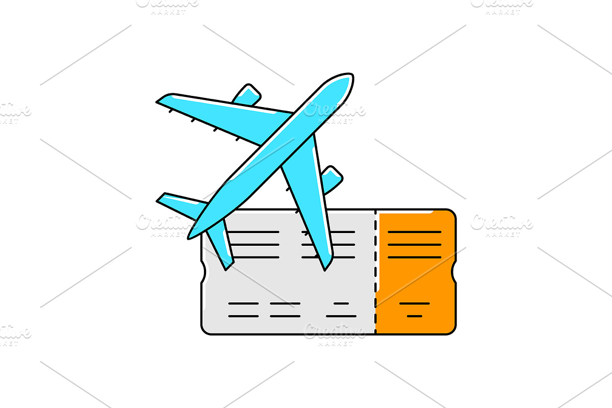 Airplane with boarding pass icon., a Transportation Illustration by incomible
