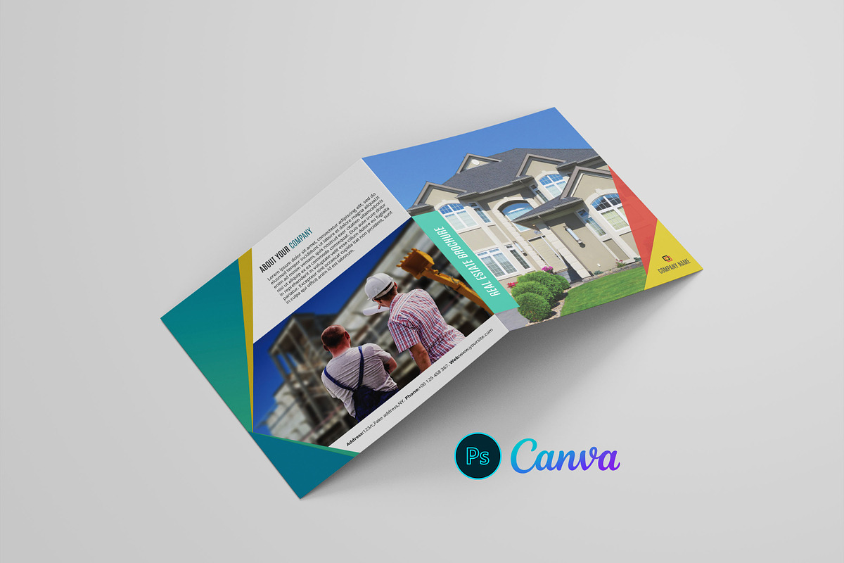 Real Estate Square Bifold Brochure, a Brochure Template by retrographix (Photo 1 of 5)