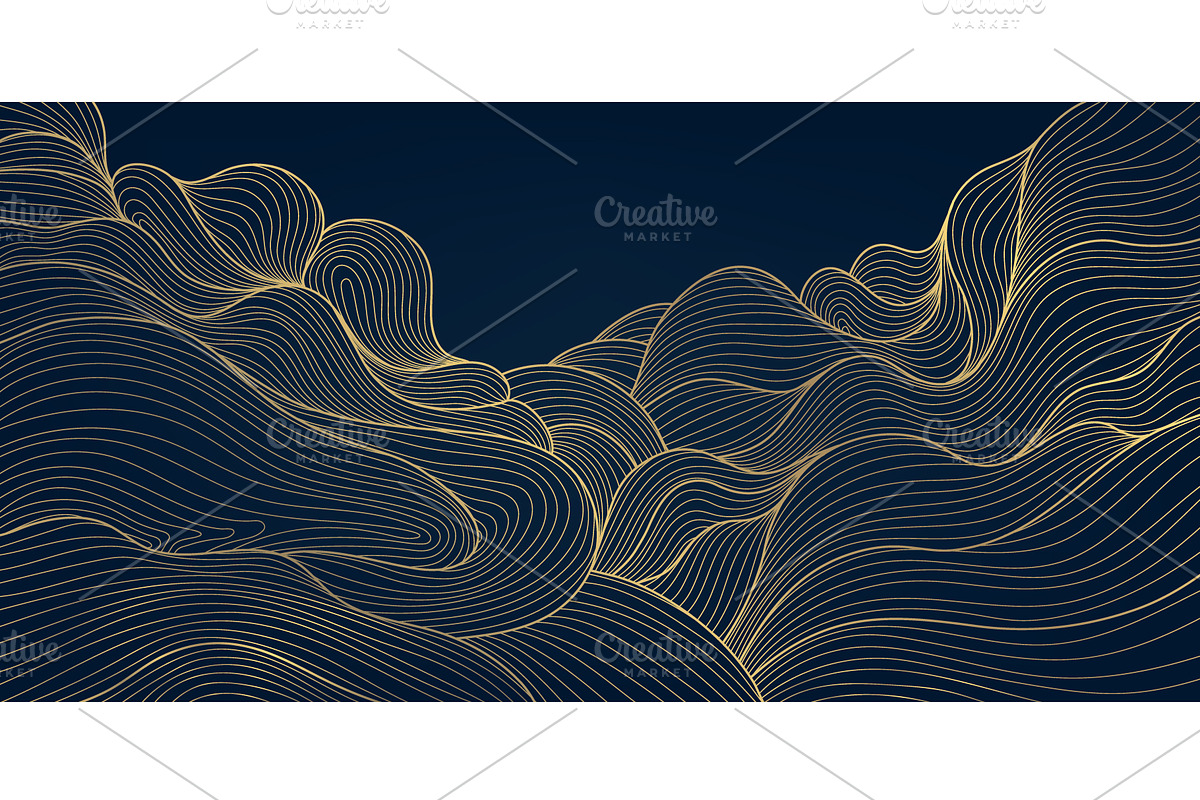 Line Art Clouds and Waves, a Pattern Graphic by Marylia (Photo 16 of 28)