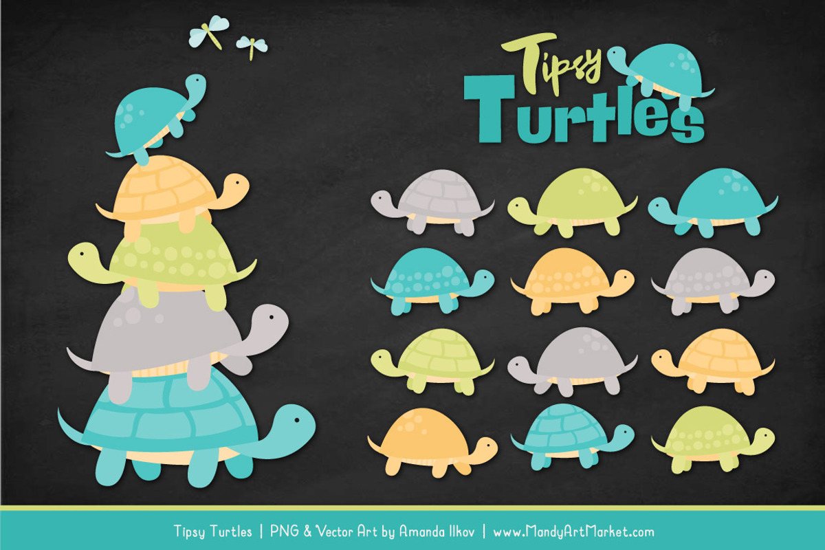 Land & Sea Turtle Stack Clipart, an Illustration by Amanda Ilkov (Photo 2 of 4)