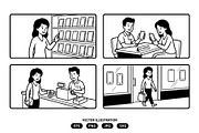 Woman activities in a cellphone shop, a Person Illustration by Vectorlina (Thumbnail 1 of 3)