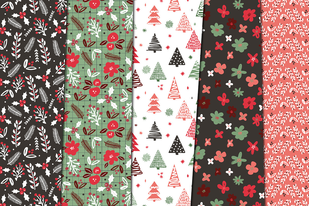 Winter holiday floral patterns, a Pattern Graphic by Cozy pattern shop (Photo 6 of 11)