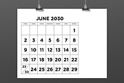 2030 Large Number 8.5x11 Calendar, a Stationery Template by Running With Foxes (Thumbnail 3 of 5)