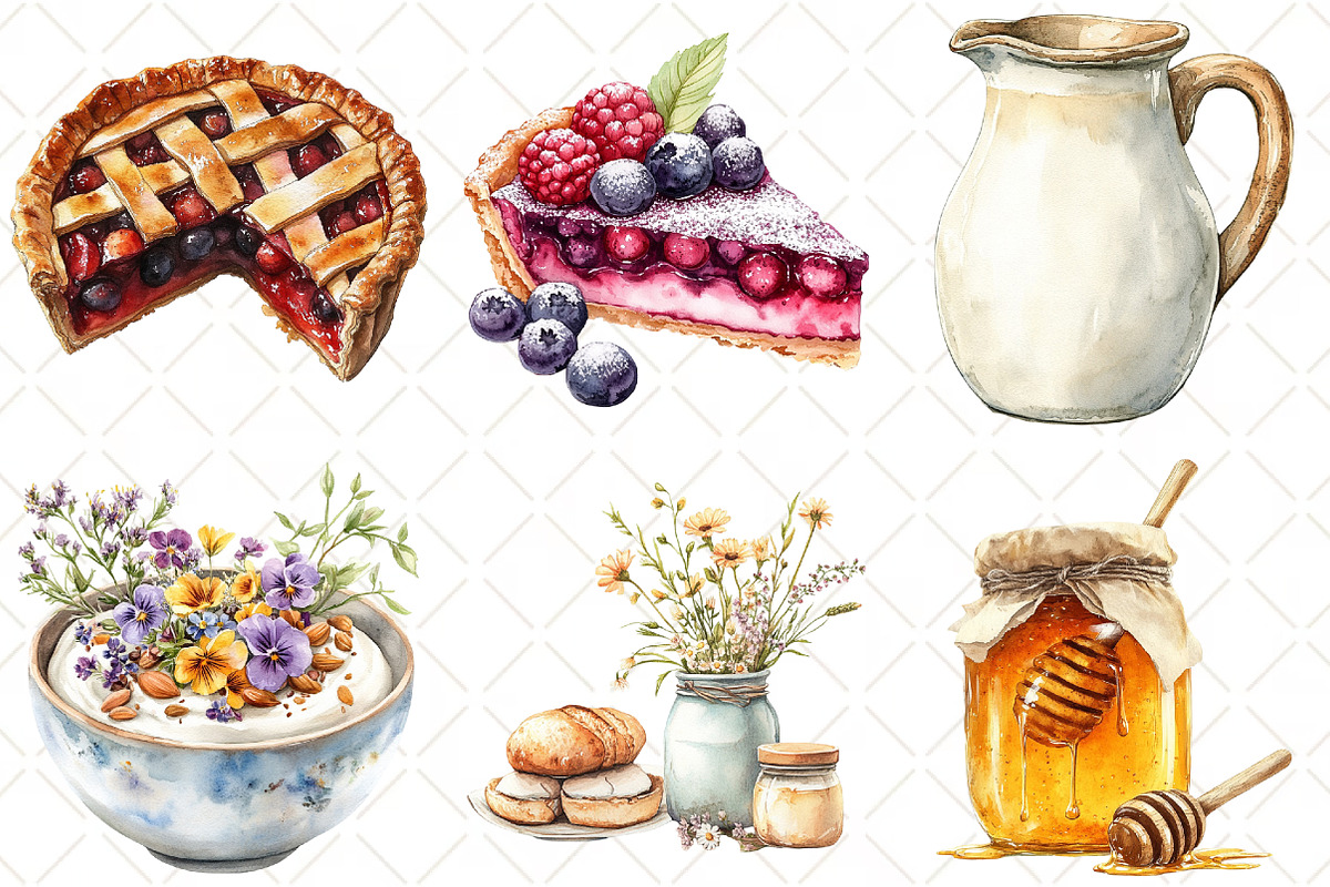 Cottagecore Breakfast Clipart Set PN, an Illustration by Black Bird Studio (Photo 4 of 5)