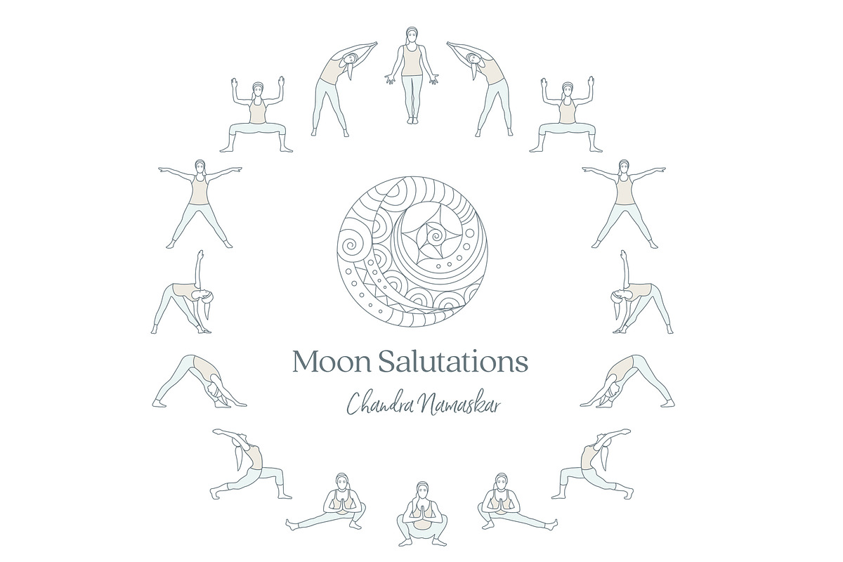 SunSalutation MoonSalutation bundle, an Illustration by Sunnyfields (Photo 6 of 9)