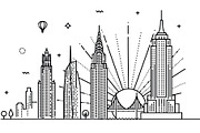 Linear banner of New York City, an Outline Icon by Tettygreen (Thumbnail 2 of 2)