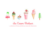 Ice Cream Parlour Watercolor Set, an Illustration by One and Only Paper (Thumbnail 1 of 10)