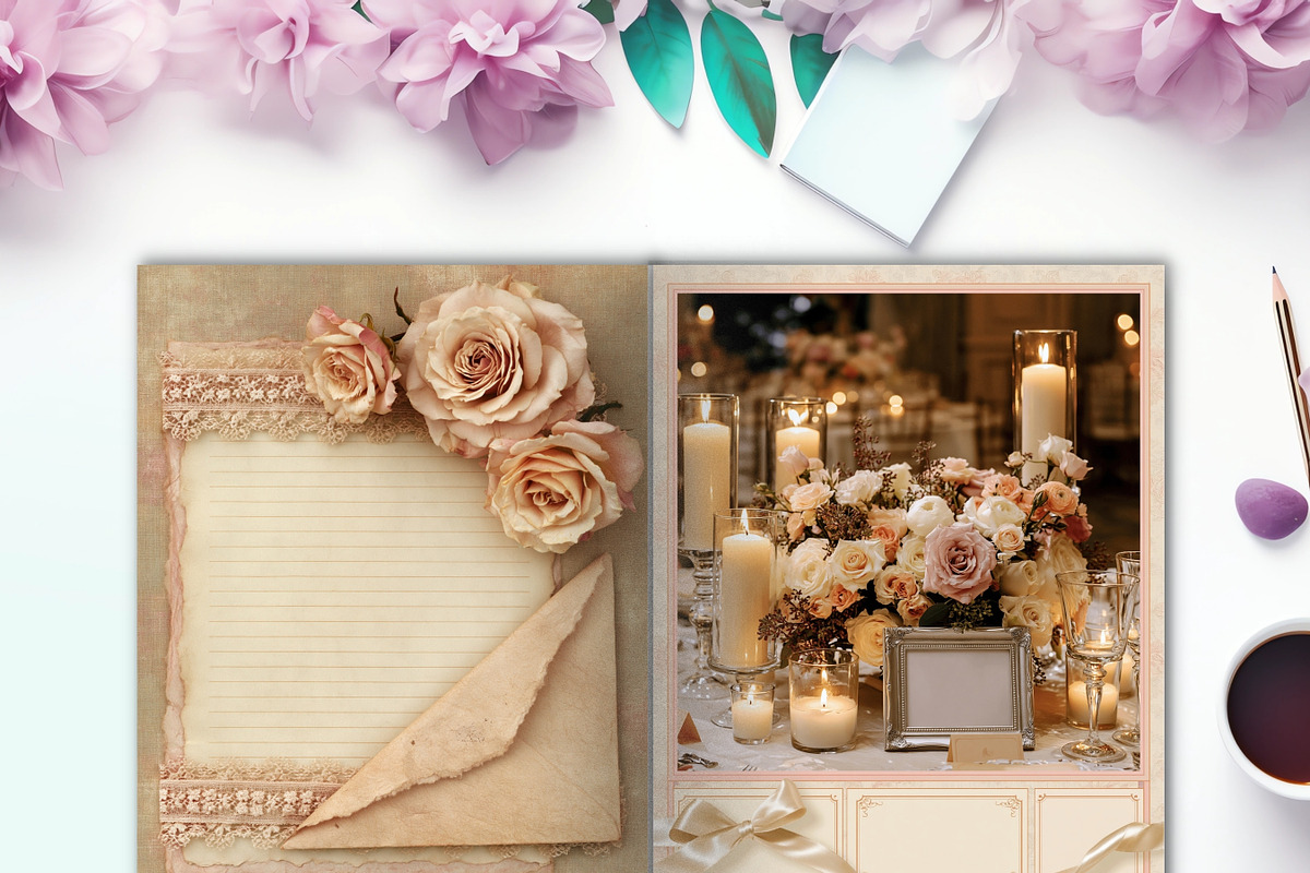 59 Vintage Rose Wedding Journal Kit, a Pattern Graphic by LA Design (Photo 6 of 10)