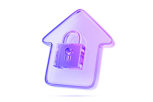 3d glass holographic house icon with, an Architecture 3D Model by Marozhkastudio