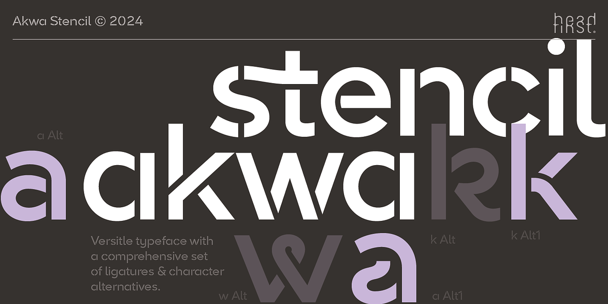 Akwa Stencil, a Sans Serif Font by HeadFirst (Photo 1 of 36)