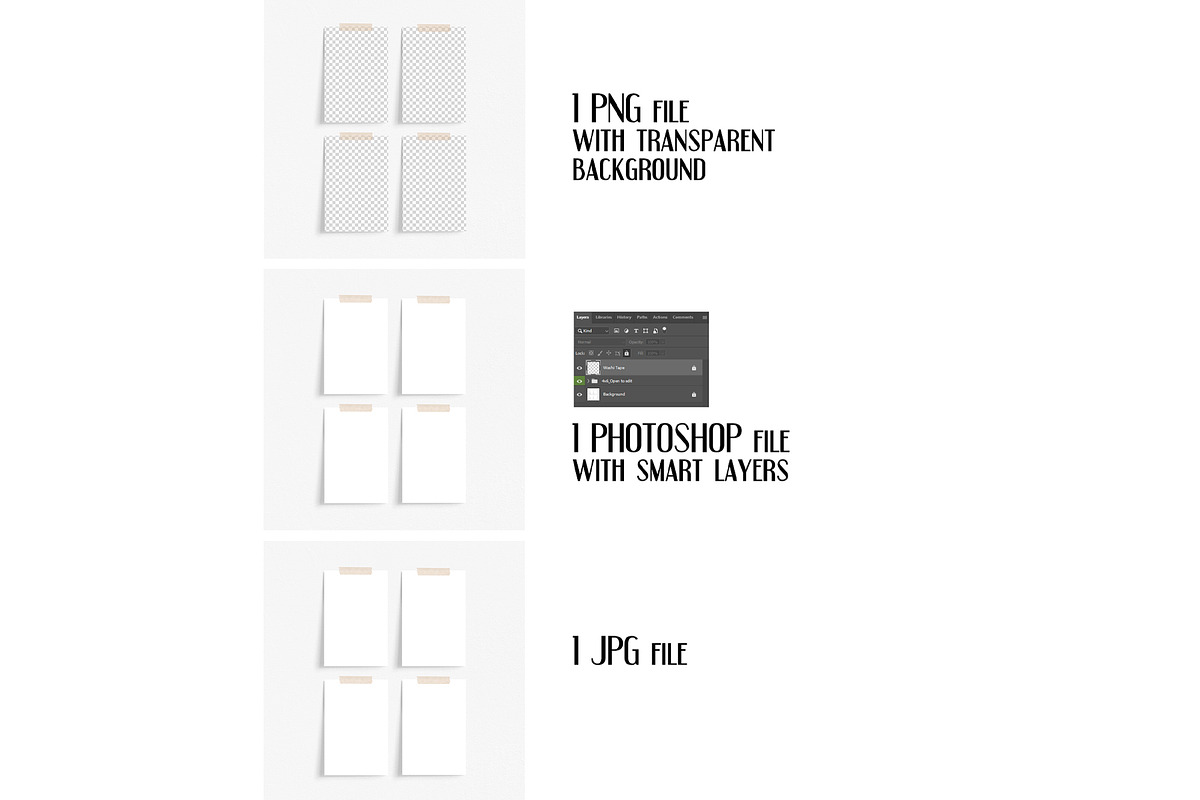 4x6 cards mockup with washi tape, a Print Template by Dorado Stock (Photo 2 of 3)