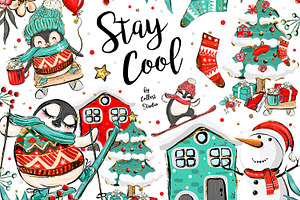 Winter Clipart, Cute Penguins