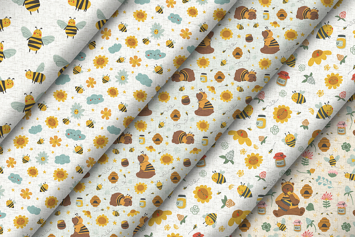 Cute bees, bears, flowers bundle, an Illustration by ann_etc (Photo 7 of 12)