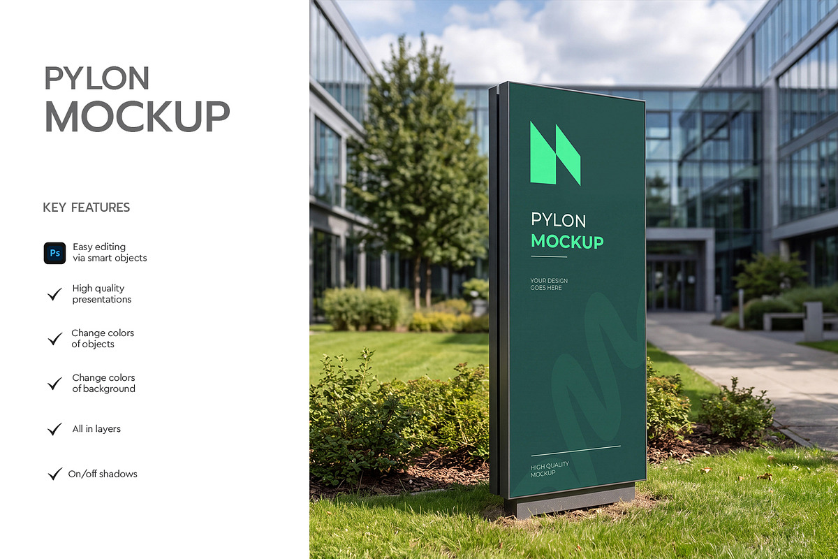 Pylon Sign PSD Mockup, an Advertising Mockup by graphypix (Photo 2 of 4)