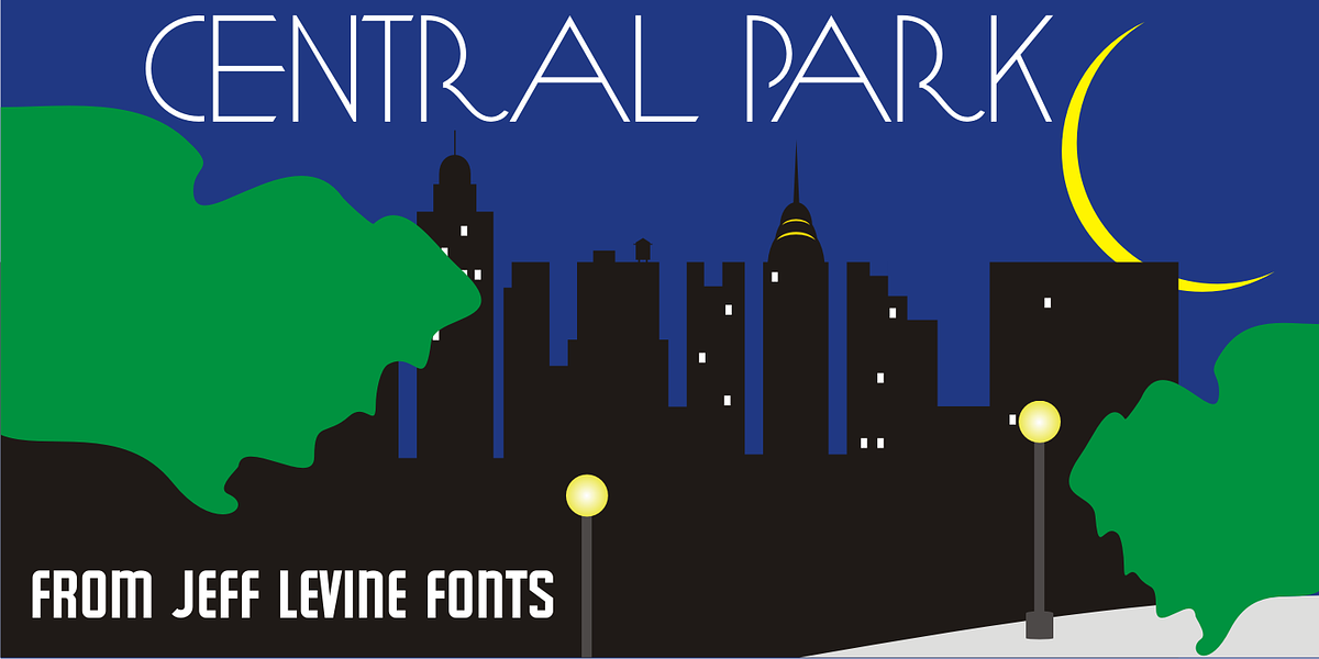 Central Park JNL, a Font by Jeff Levine Fonts