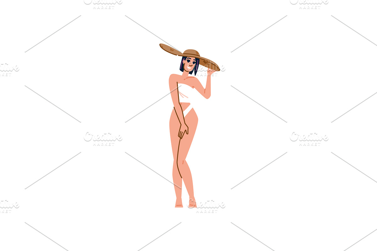 Young woman wearing white swimsuit, an Object Illustration by pikepicture