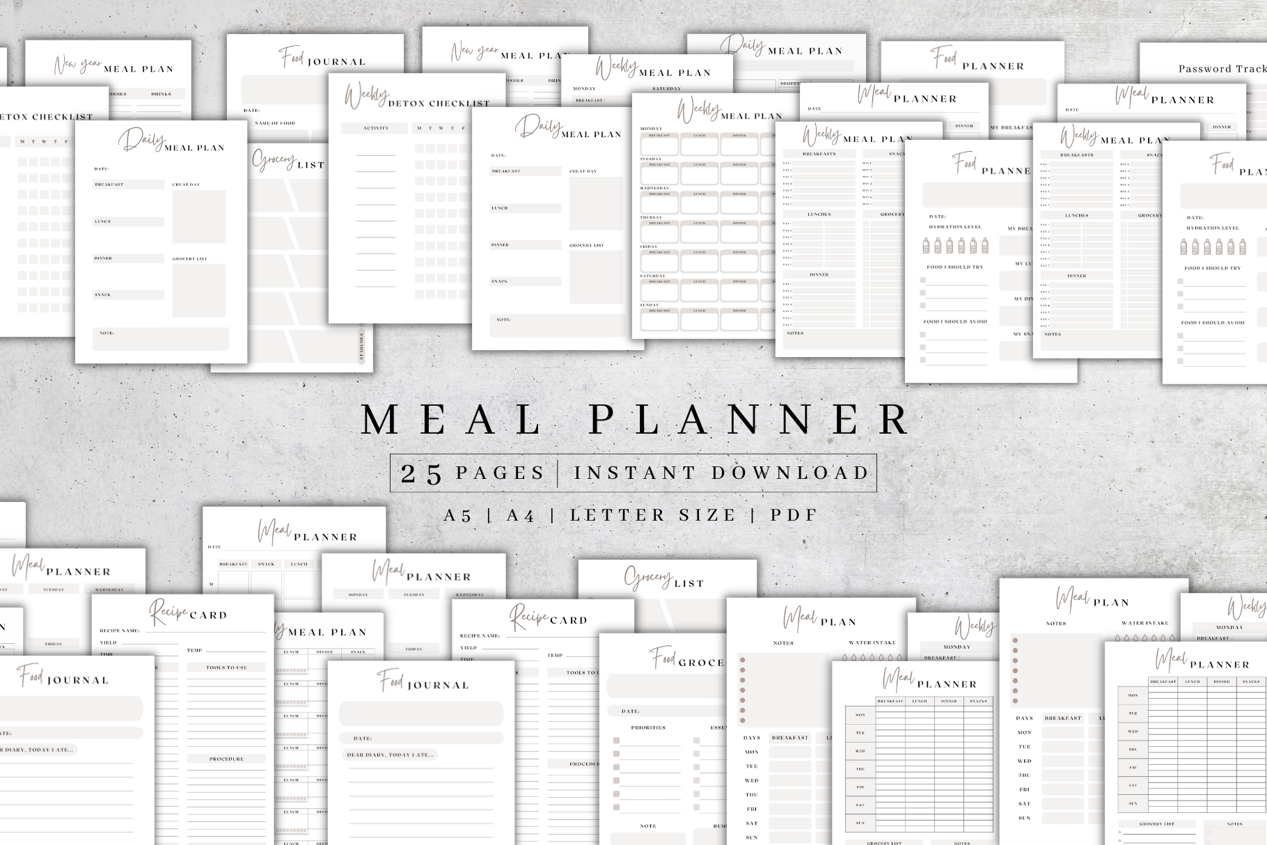 Digital Meal Planner Template PDF | Stationery Templates ~ Creative Market