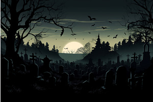 Eerie Graveyard Silhouette. Generate